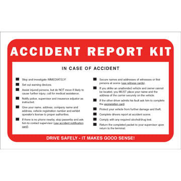 Accident Report Kit in Envelope, No Camera