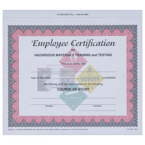 Hazmat Employee Training Certificate
