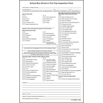 Illinois School Bus Drivers Pre-Trip Inspection Form