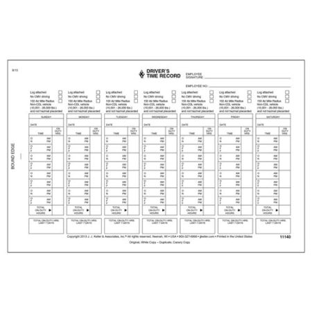 Driver's Time Record for J. J. Keller's Log Auditing Service