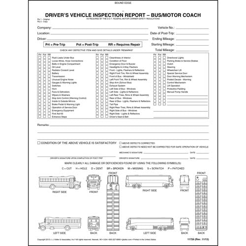 Detailed Drivers Vehicle Inspection Reports, Illustrations, Book Format