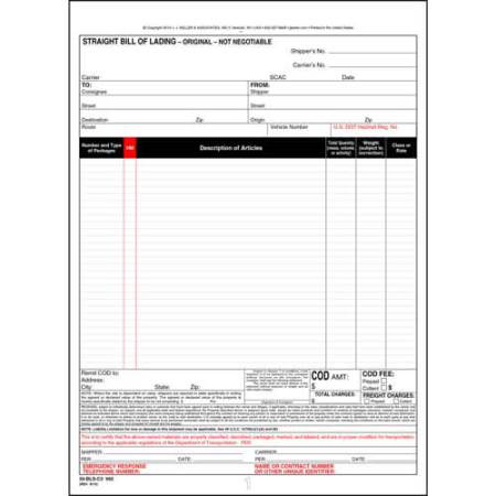 Straight Bill of Lading - Continuous, 3 Ply, Carbonless