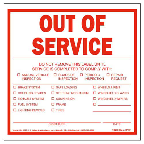 Out of Service Trailer Label