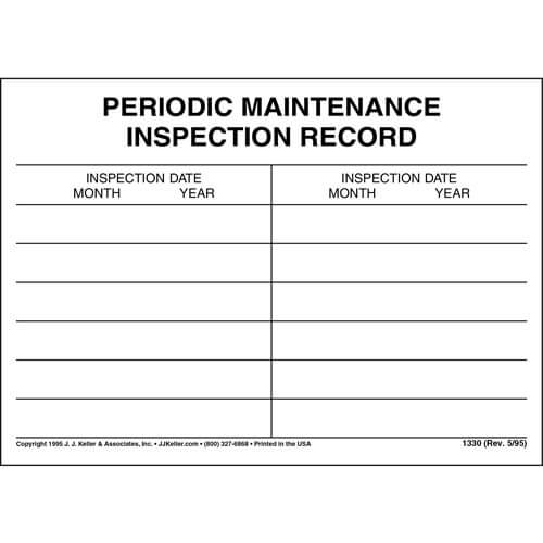 Periodic Maintenance Inspection Record Label