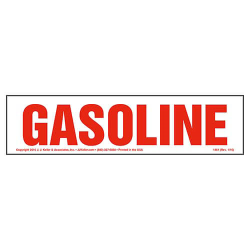 Gasoline Decal, 12 x 3