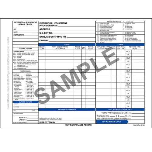 Intermodal Equipment Repair Order Form