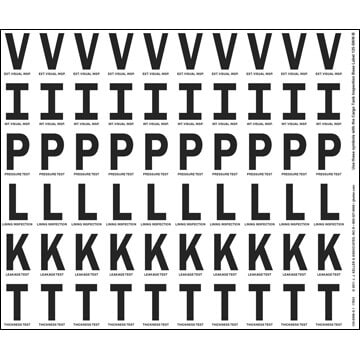 Test and Inspection Label V, I, P, L, K, T