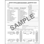 Detailed Drivers Vehicle Inspection Reports, Illustrations, Snap Out, Personalized