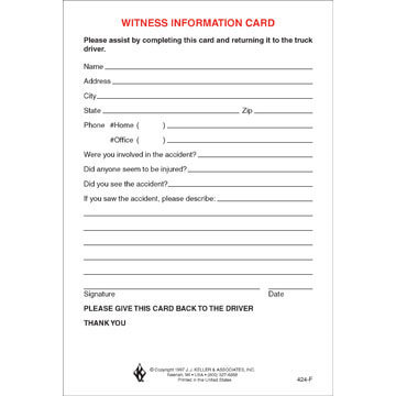 Witness Information Card