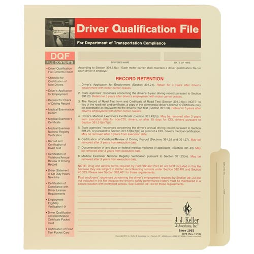 Driver Qualification File Folder For SnapOut Forms