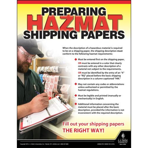 Hazmat Shipping Papers, Hazmat Transportation Poster