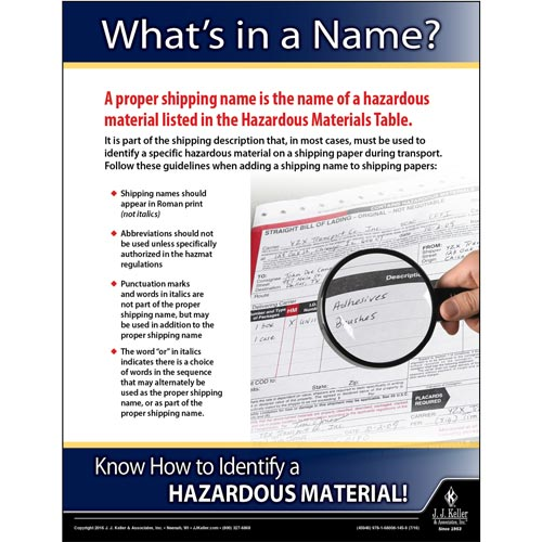 Know How To Identify A Hazardous Material, Hazmat Transportation Poster