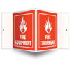 Fire Equipment Sign with Icon, Down Arrow, 3D Projection