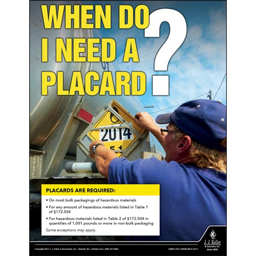 When Do I Need A Placard, Hazmat Transportation Poster