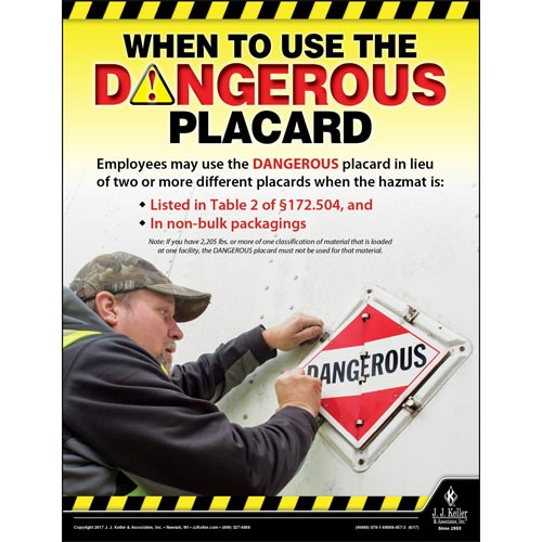 When To Use The Dangerous Placard, Hazmat Transportation Poster
