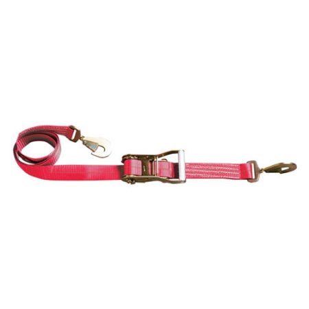 2" x 8' Red Ratchet Strap with Twisted Snap Hooks