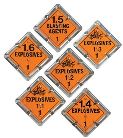 Standard Explosives Flip File Placard, 6 Legend, Unpainted