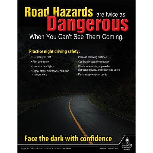 Road Hazards Are Dangerous, Driver Awareness Safety Poster