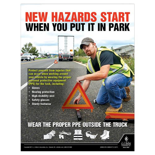 New Hazards Start When You Put It In Park, Transport Safety Risk Poster