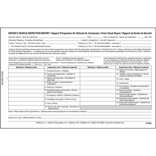 Quebec Drivers Vehicle Inspection Report, Bilingual, 2 Ply, Carbonless