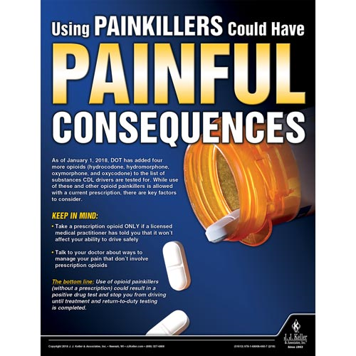 Using Pain Killers Could Have Painful Consequences, Motor Carrier Safety Poster