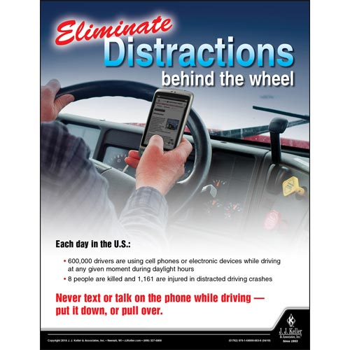 Eliminate Distractions Behind The Wheel, Transport Safety Risk Poster