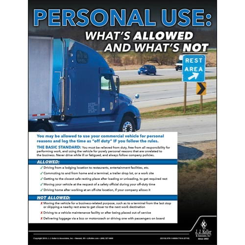 Personal Use, What's Allowed and What's Not Motor Carrier Safety Poster