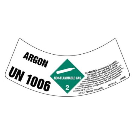 UN 1006 Argon Gas Cylinder Shoulder Label