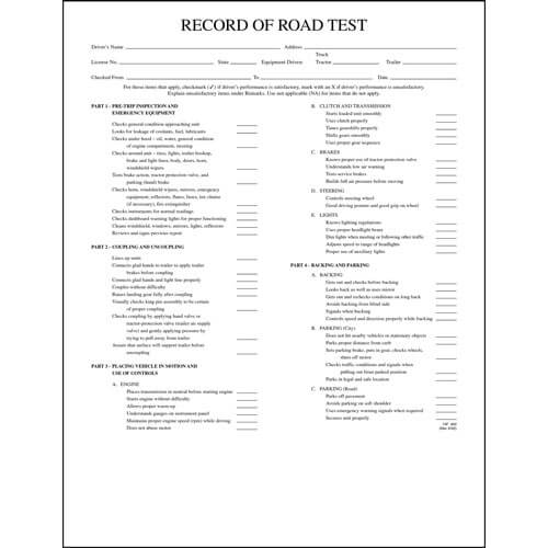 Record of Road Test