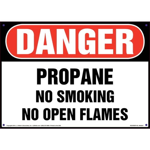 Danger, Propane No Smoking No Open Flames Sign