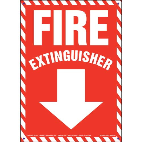 Fire Extinguisher Sign, Striped Border