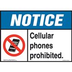 Notice, Cellular Phones Prohibited Sign