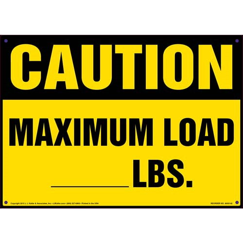 Caution, Maximum Load Decal
