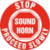 Stop, Sound Horn Proceed Slowly Floor Sign