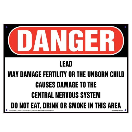 Danger, Lead, Do Not Eat, Drink or Smoke in Area Sign