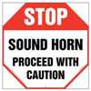 Stop, Sound Horn, Proceed With Caution Sign