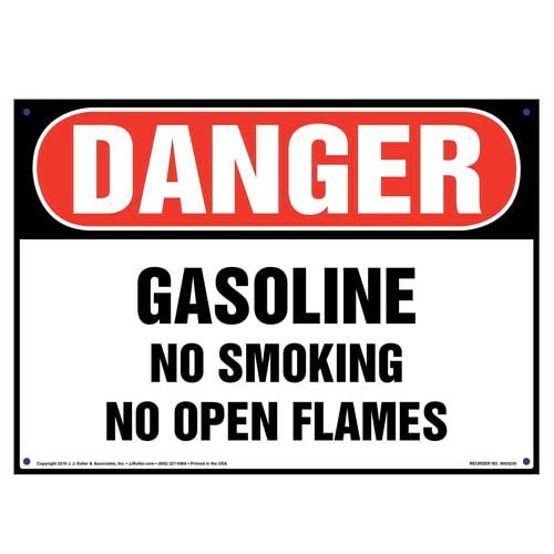 Danger, Gasoline, No Smoking or Open Flames Sign