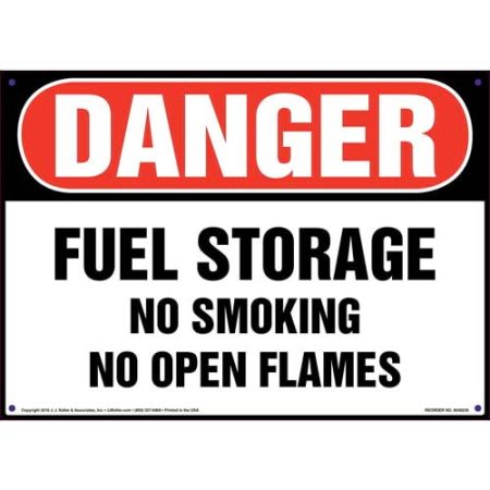 Danger, Fuel Storage, No Smoking or Open Flames Sign