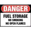 Danger, Fuel Storage, No Smoking or Open Flames Sign