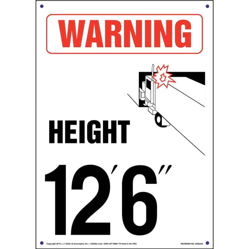 Warning, Vehicle Height 12' 6" Decal