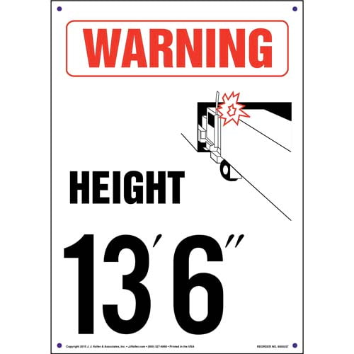 Warning, Vehicle Height 13' 6" Decal