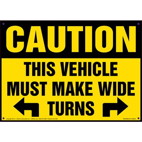 Caution, This Vehicle Must Make Wide Turns Decal