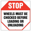 Stop, Wheels Must Be Chocked Before Loading or Unloading Sign