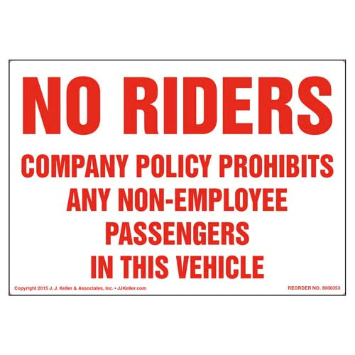No Riders, Company Policy Decal