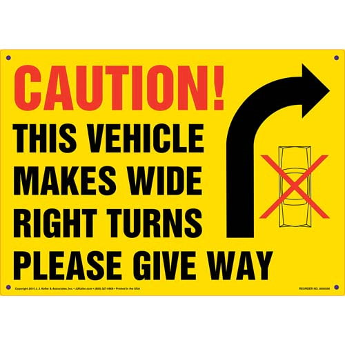Caution, Vehicle Makes Wide Right Turns Decal