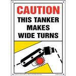 Caution, Tanker Makes Wide Turns Decal, Vertical