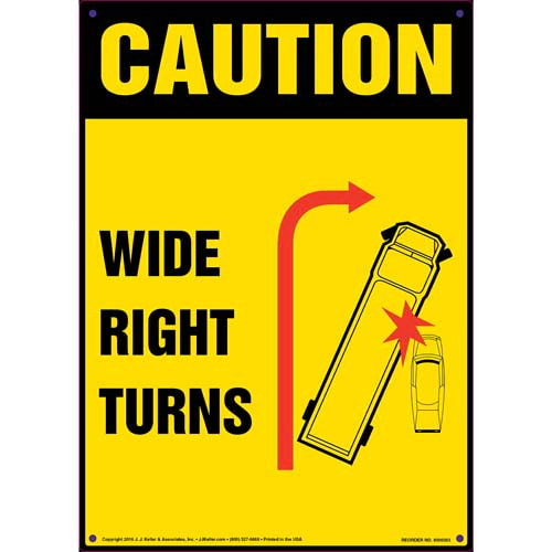 Caution, Wide Right Turns Decal