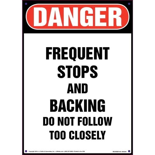 Danger, Frequent Stops and Backing Vehicle Decal