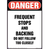 Danger, Frequent Stops and Backing Vehicle Decal