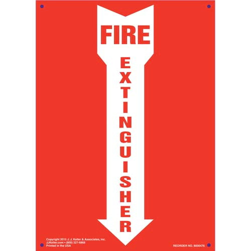 Fire Extinguisher Sign, Down Arrow, Portrait